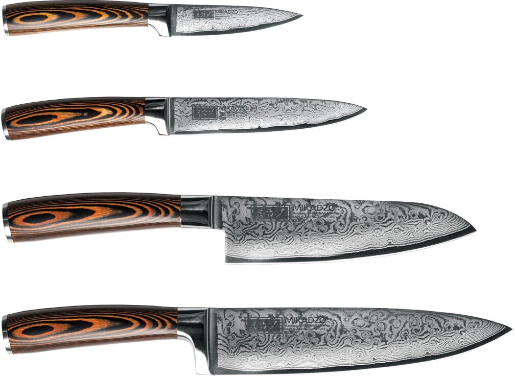 Набор из 4-х ножей с универсальной подставкой Mikadzo Damascus Suminagashi SET 4996233