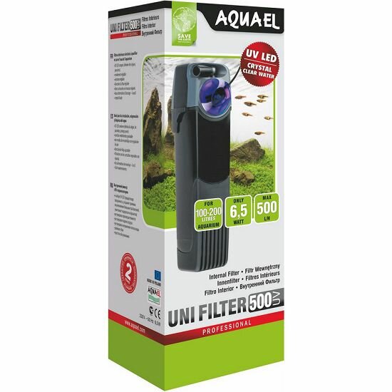 Aquael UNIFILTER-500-UV POWER внутренний аквариумный фильтр со встроенной UVлампой, 500 л/ч