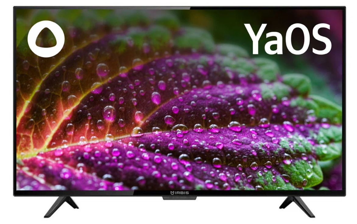 Телевизор жк с функцией смарттв IRBIS 43F1 YDX 104BS2, 43",1920x1080,16:9,Tuner (DVB-T2/DVB-S2/DVB-C/PAL/SECAM), Android 9.0 Pie, Yandex, 1GB/8GB, Wi-Fi, Input (AV RCA, USBx2, HDMIx2, YPbPr mini, CI+) - фото №1