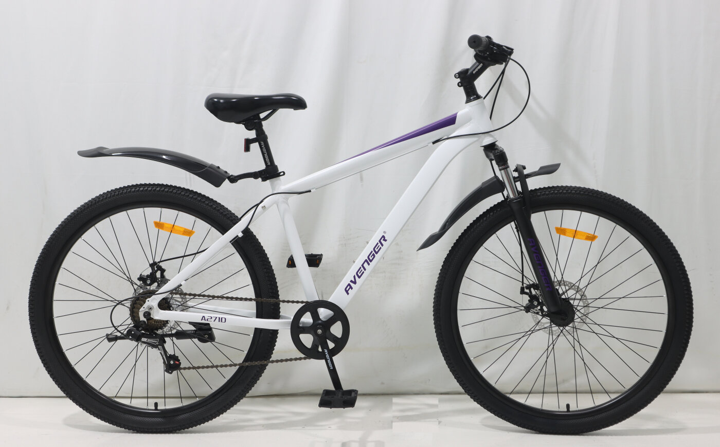 Велосипед горный 27.5 AVENGER A271D (DISK) белый/фиолетовый рама 17 2024г
