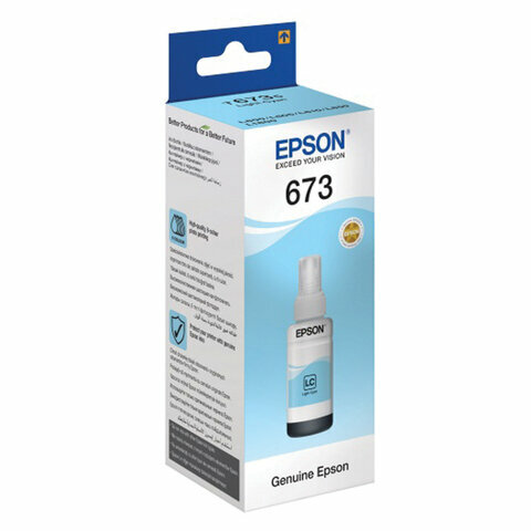 Чернила EPSON 673 (T6735) для СНПЧ Epson L800/L805/L810/L850/L1800, светло-голубые, оригинальные, C13T67354A/598