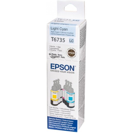 Контейнер чернилами EPSON T6735 (C13T67354A) светло-голубой (light cyan) для L800