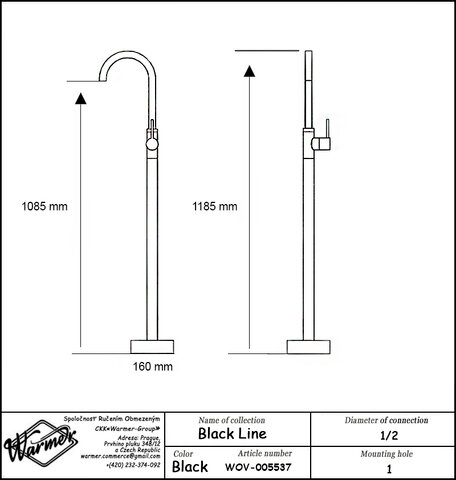 Напольный смеситель для ванной Warmer Black Line 1085200 - фотография № 2