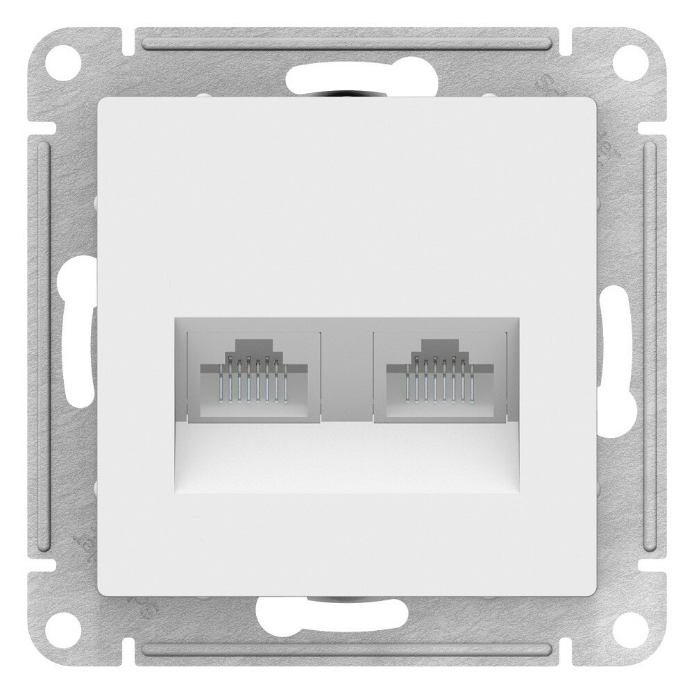 Schneider electric Schneider-electric ATN000185 ATLASDESIGN розетка двойная компьютерная RJ45+RJ45, кат.5E, механизм, белый