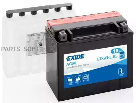 EXIDE ETX20HLBS ETX20HL-BS_аккумулятор! евро 18Ah 270A 175/90/155 moto AGM сухозар. с упаковкой электролита\