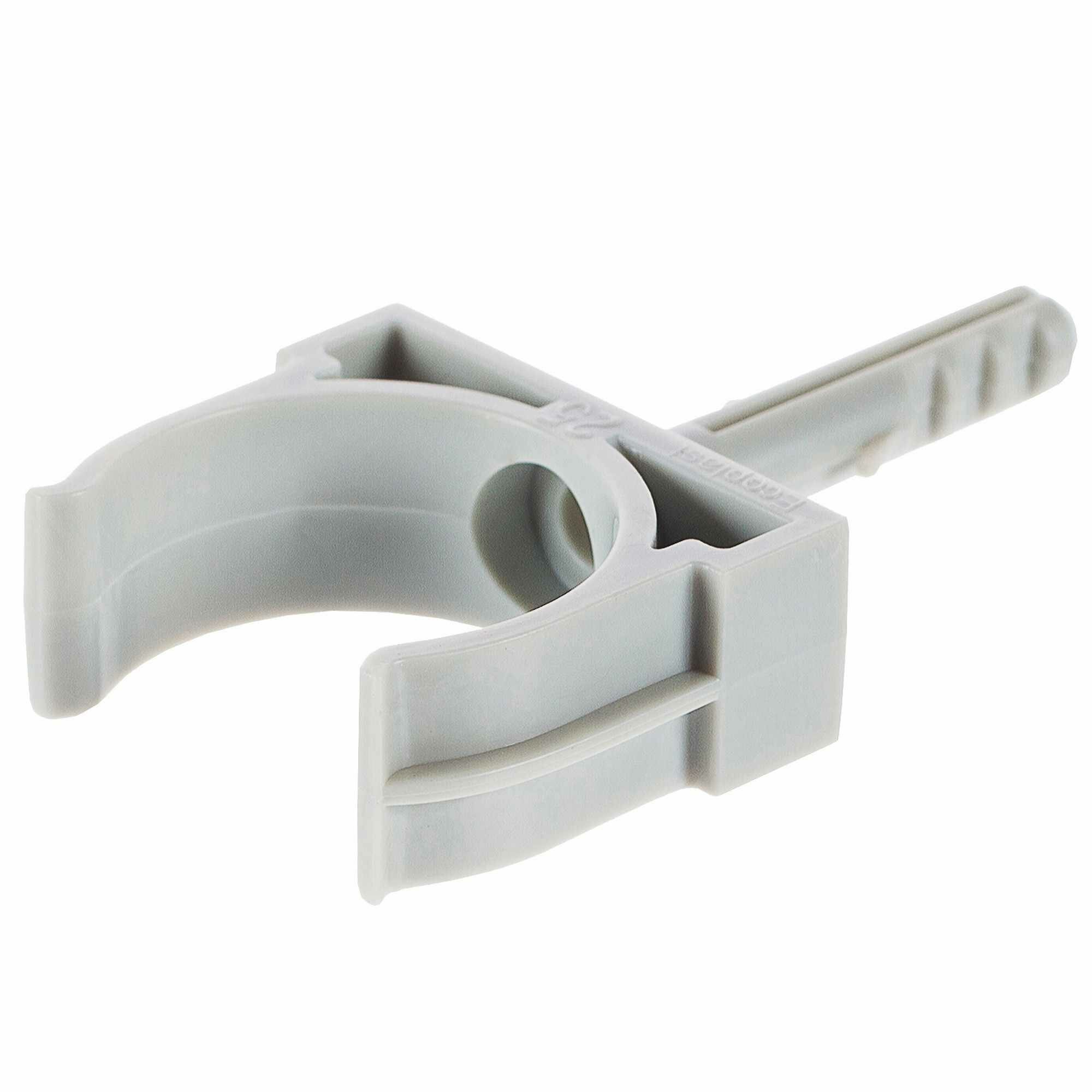 фото Держатель с дюбелем для труб Экопласт D25 мм цвет серый 10 шт.