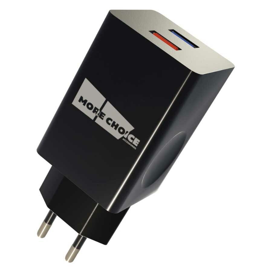 Сетевое зарядное устройство More choice Smart 2USB 3.0A QC3.0 для Lighting 8-pin NC55QCi (Black)