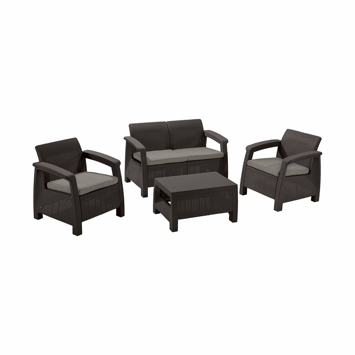 Комплект садовой мебели Keter Corfu Set (стол, 2 кресла, диван), коричневый