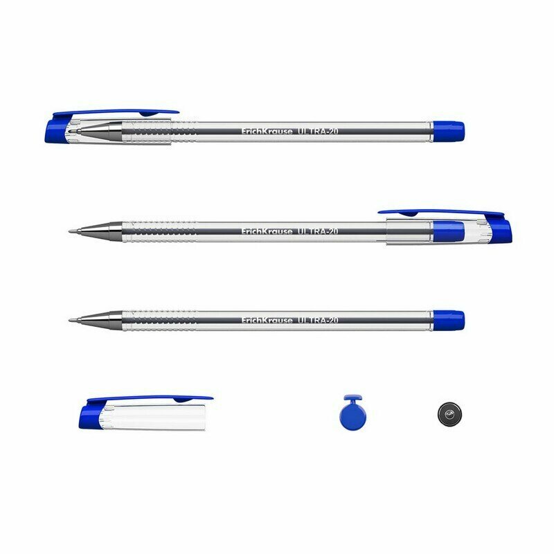 Ручка шариковая Erich Krause ULTRA L-20, 0,7мм, синяя (3 шт. в упаковке)