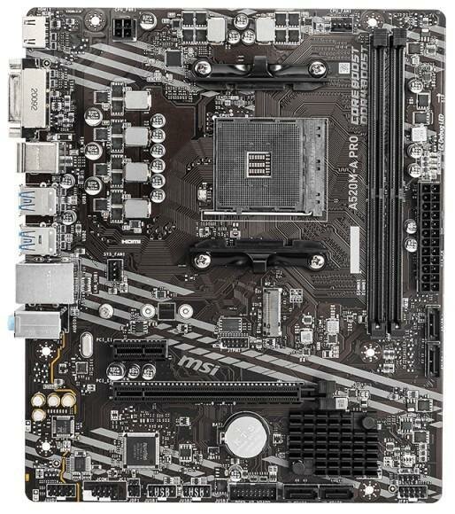 Материнская плата MSI A520M-A PRO Socket AM4 AMD A520 2xDDR4 1xPCI-E 16x 1xPCI-E 1x 4 mATX Retail