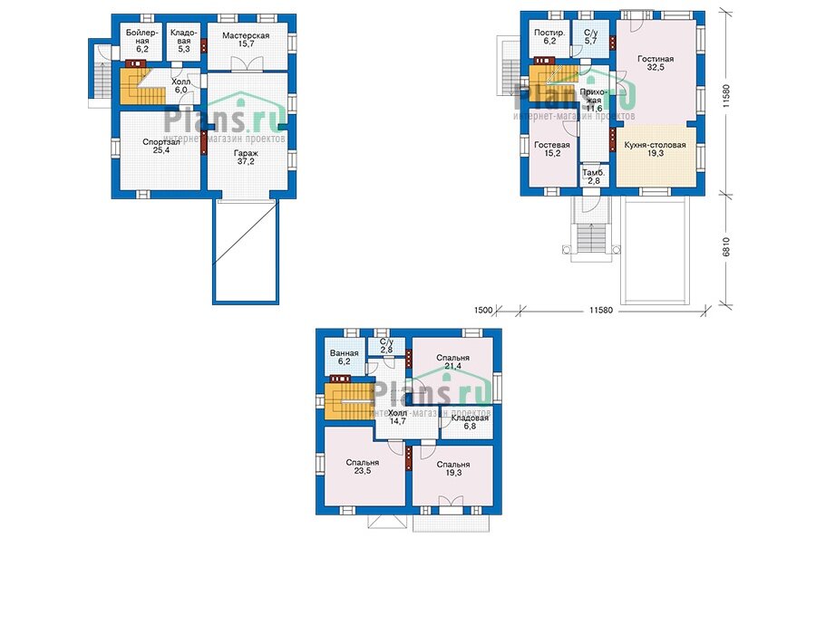 Проект дома Plans-57-14 (282 кв.м, газобетон) - фотография № 3