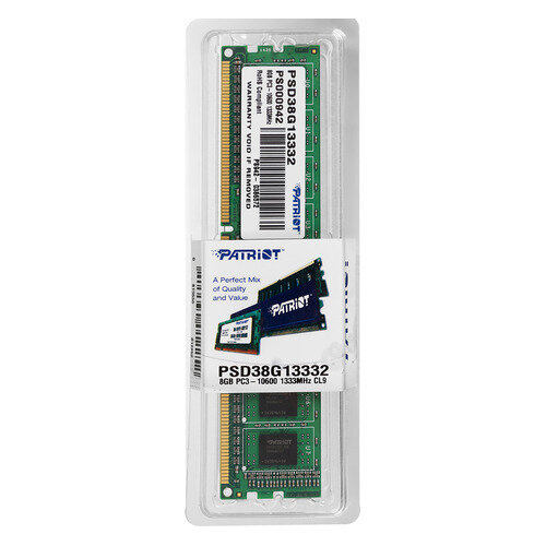 Модуль памяти Patriot PSD38G13332 DDR3 - 8ГБ 1333, DIMM, Ret