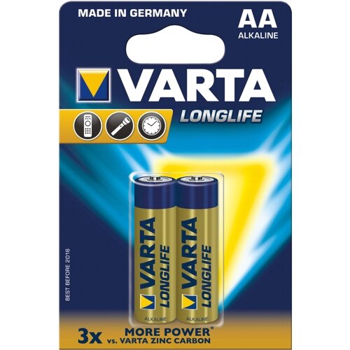 Батарейка AA щелочная Varta LR6-2BL Longlife (4106) в блистере 2шт.