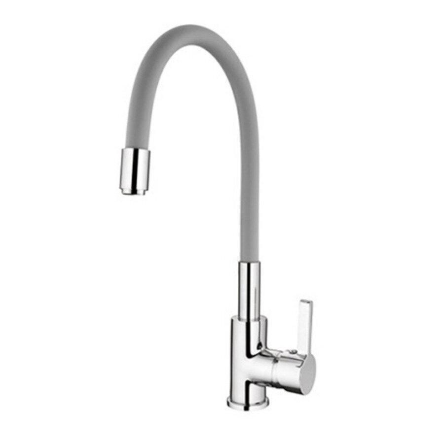 Смеситель для кухни с гибким изливом серого цвета ZERIX LR4898-9