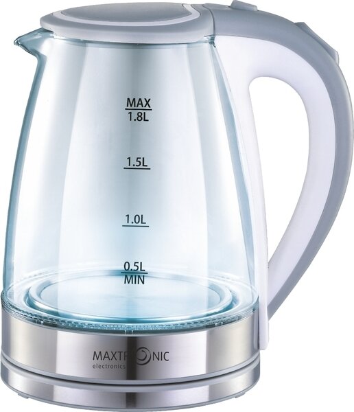 Чайник электрический MAXTRONIC MAX-207, 1800Вт, 1,8л, серо-белый БИТ - фото №1