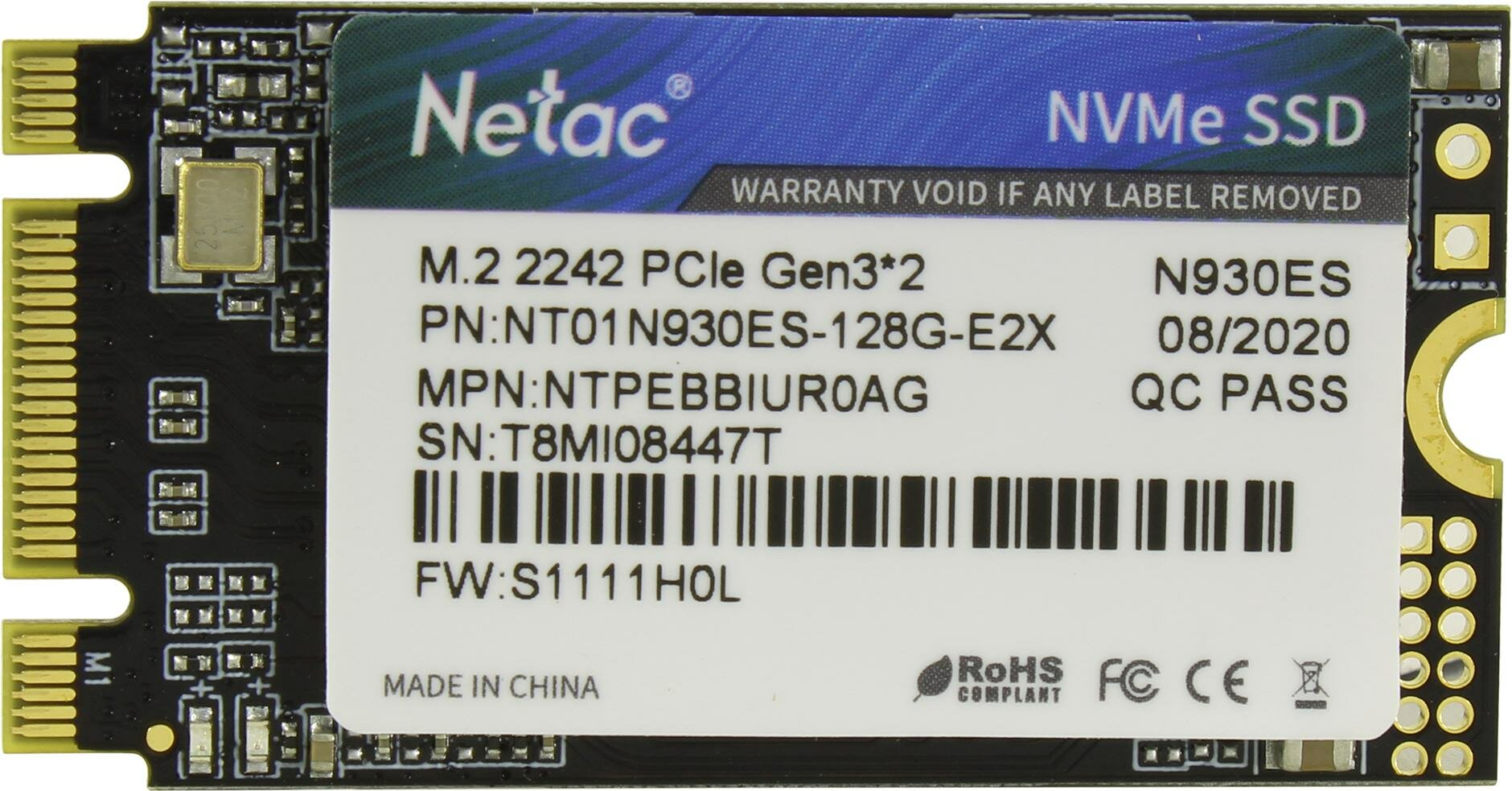 Накопитель SSD Netac N930ES Series 128Gb (NT01N930ES-128G-E2X)