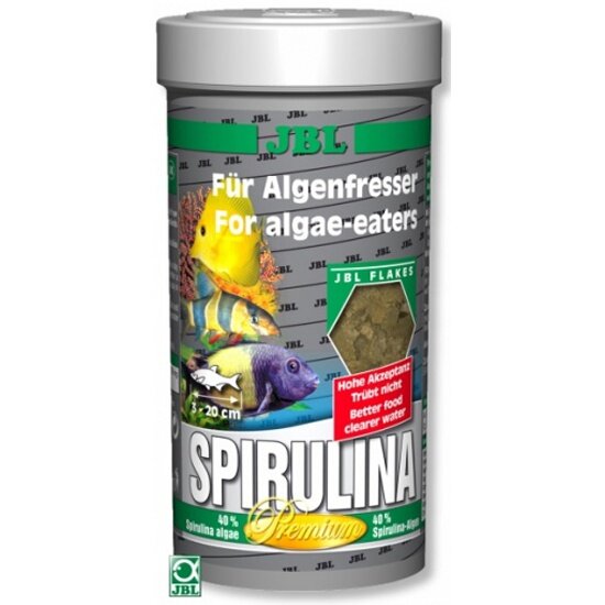 Корм JBL GMBH & CO. KG JBL Spirulina класса премиум с высоким содержанием спирулины в форме хлопьев для растительноядных в пресном и морском аквариуме, 100 мл. (15 г.)