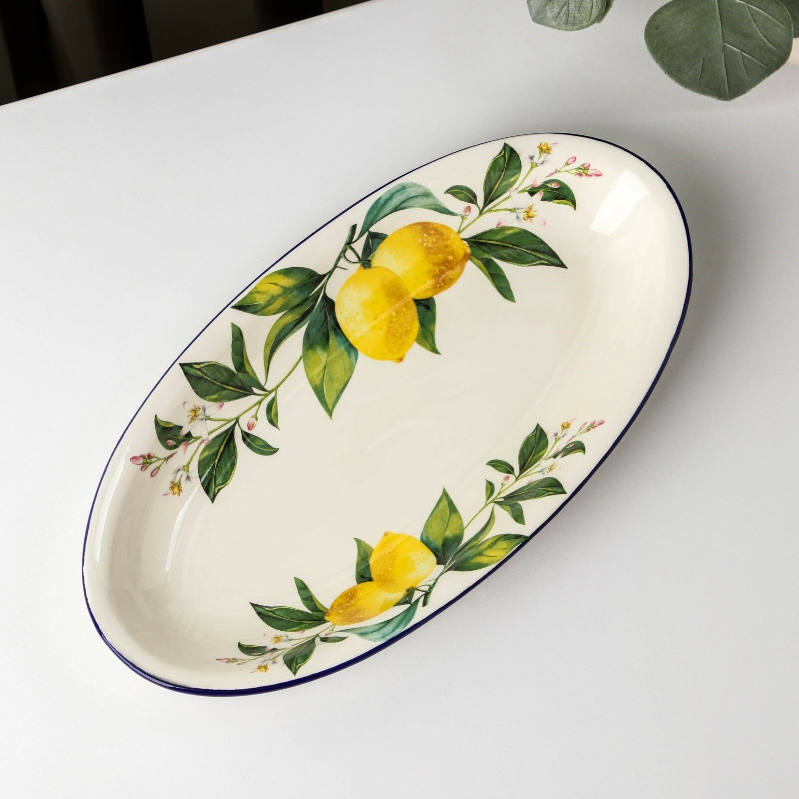 фото Блюдо овальное «Лимон», 28×14,5 см, цвет белый
