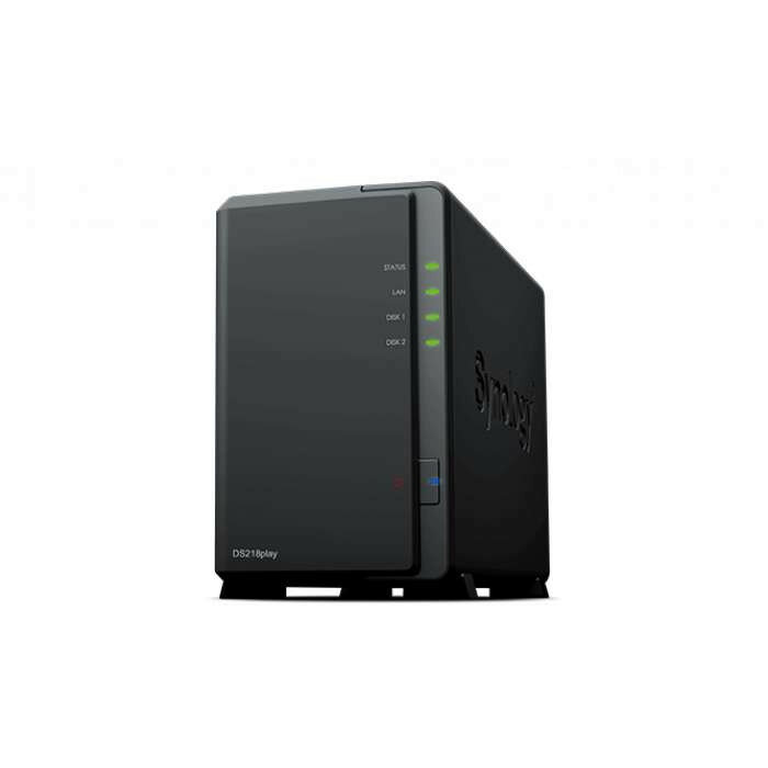  Synology DS218play DC1,4GhzCPU/1Gb/RAID0,1/up to 2hot plug HDDs SATA(3,5'')/2xUSB3.0/1GigEth/iSCSI/2xIPcam(upto15)/1xPS repl DS216play (    )