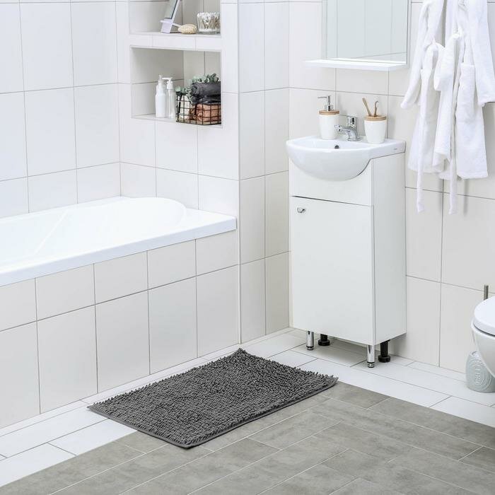 Доляна Коврик для ванной Доляна «Букли длинные», 49×75,5 см, цвет серый - фотография № 1