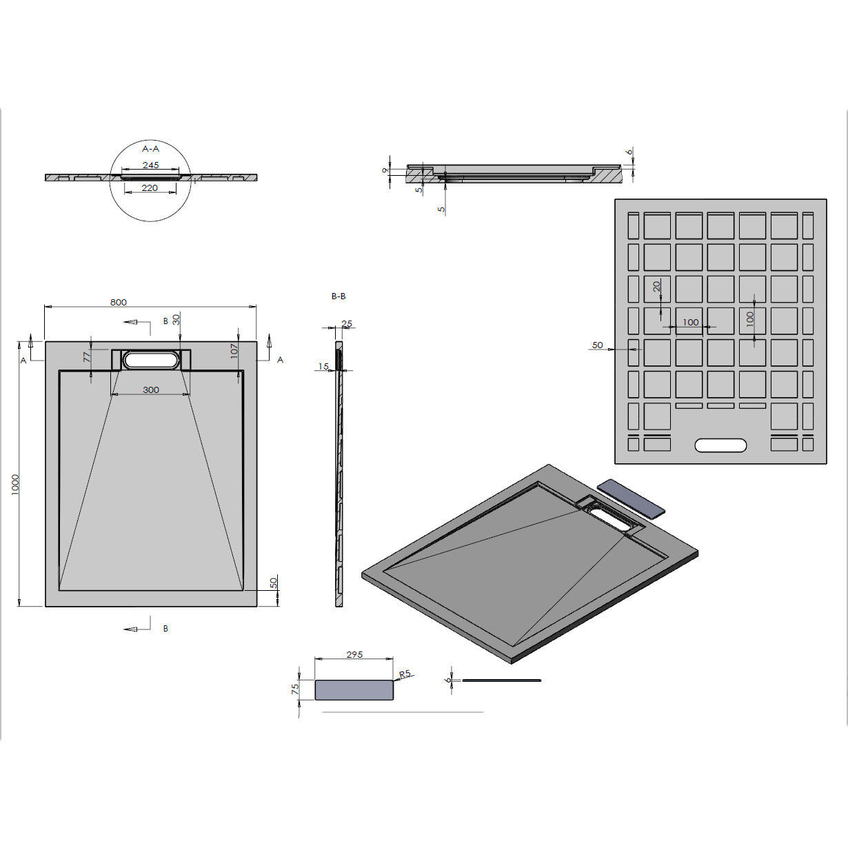 Душевой поддон Vincea VST-4SRL8010W 100х80 матовый белый - фотография № 2