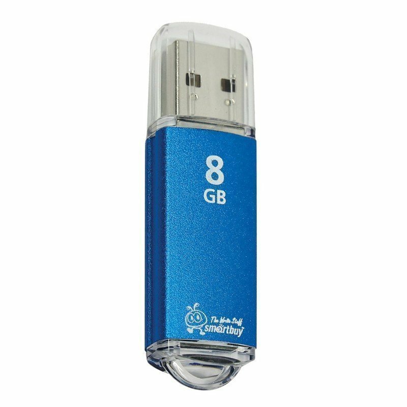 Флэш-диск 8 GB, SMARTBUY V-Cut, USB 2.0, металлический корпус, синий, SB8GBVC-B