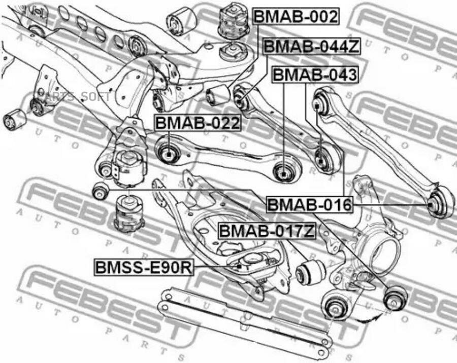 FEBEST Сайлентблок рычага BMW 1(E81)/3(E90)/X1(E84) зад. подв.