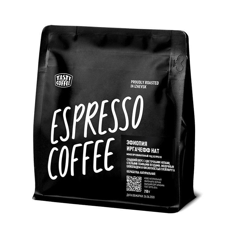 Кофе в зернах Tasty Coffee Эфиопия Иргачефф Нат, моносорт эспрессо, 250г - фотография № 2