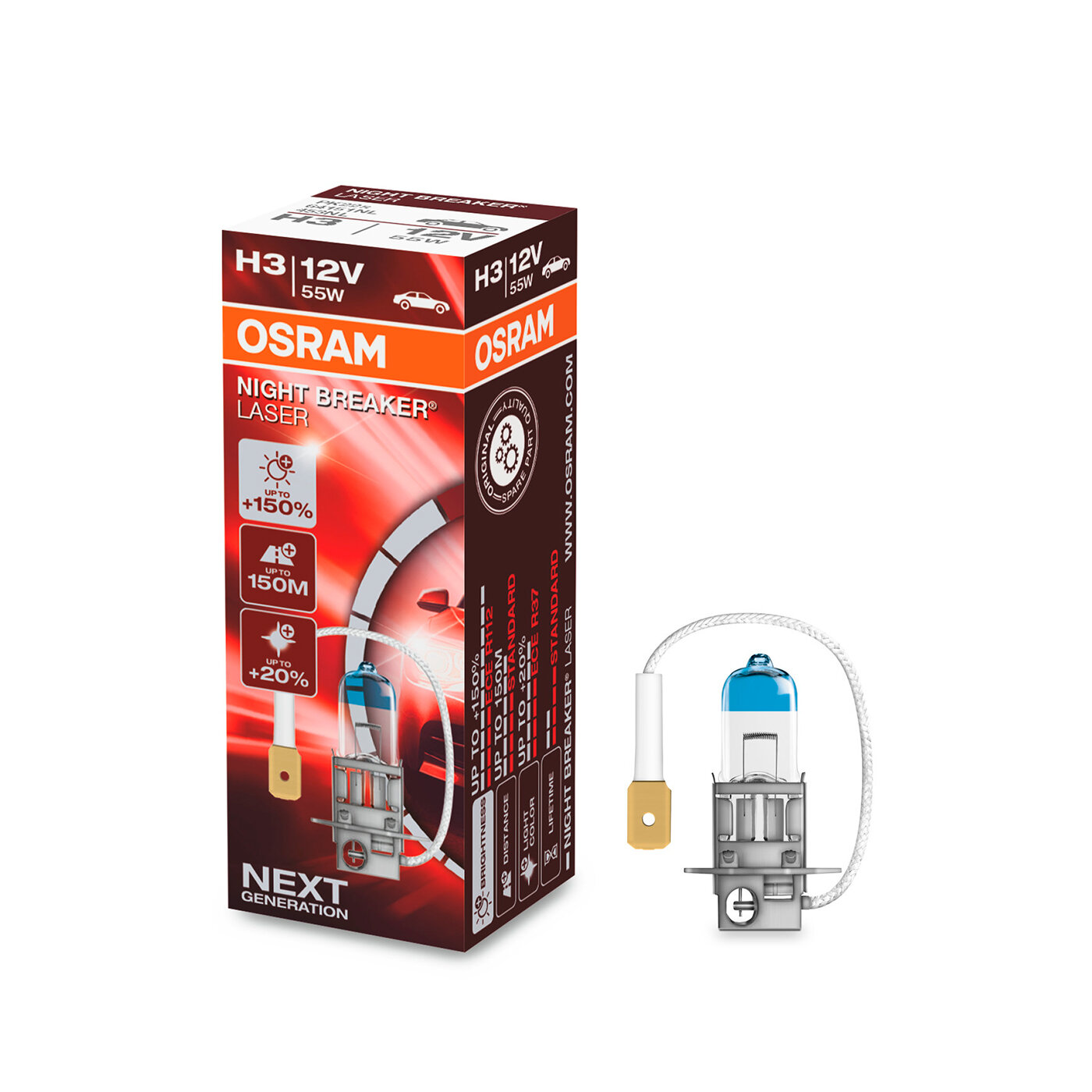 Лампа галогенная Osram Night Breaker Laser H3 12V 55W PK22s, 1 шт.