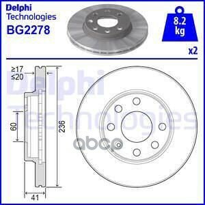 Bg2278_диск Тормозной Передний! Opel Astra/Ascona/Kadett 1.4-1.7d 82> Delphi арт. BG2278