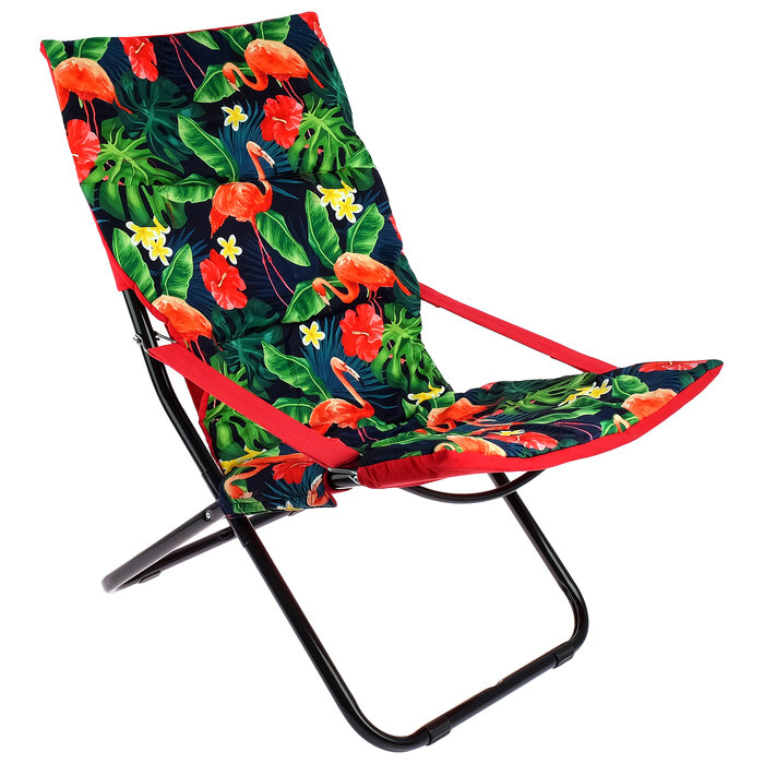 Кресло-шезлонг HHK4Р/F, р. 85 x 64 x 86 см, принт с фламинго - фотография № 1