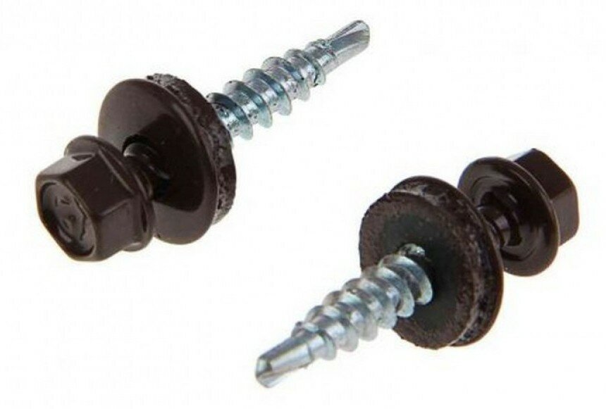 фото Саморез кровельный 4,8х29 RAL8017 коричневый, 55 шт