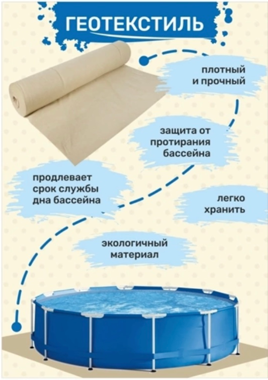 фото Геотекстиль для бассейна, диаметр 305 см, подложка для каркасного и надувного бассейна