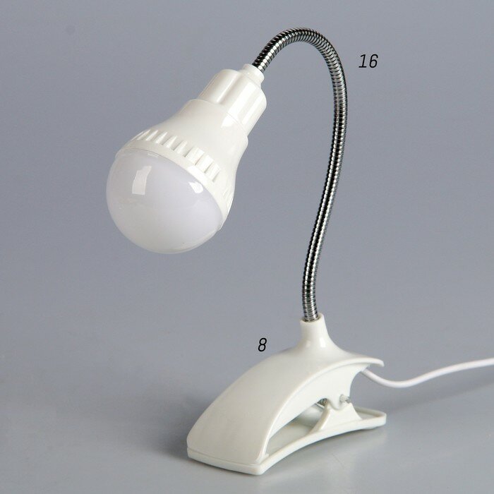 Офисные и школьные RISALUX Лампа на прищепке "Свет" белый 13LED 1,5W провод USB 4x9x31,5 см - фотография № 4