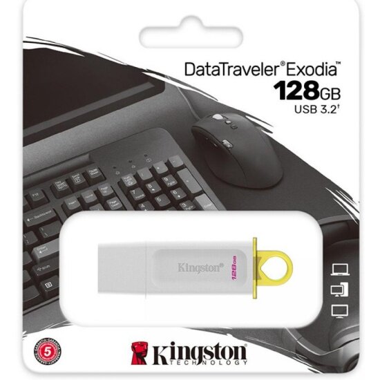 USB флешка Kingston 128Gb DataTraveler Exodia USB 3.2 Gen 1 (USB 3.0) white