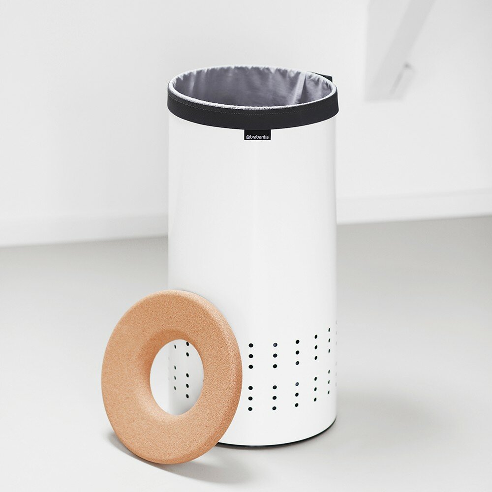 Корзина для белья Brabantia, 35л, с пробковой крышкой, белый 104367 - фотография № 2