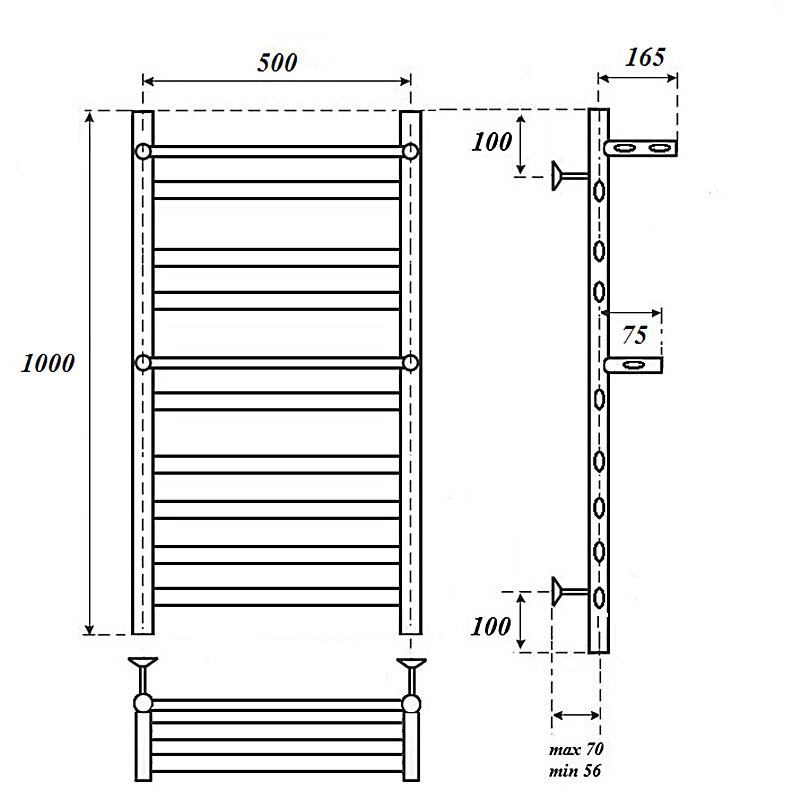 Полотенцесушитель водяной Point Артемида PN14150P П8 500x1000 c двумя полками, хром - фотография № 2