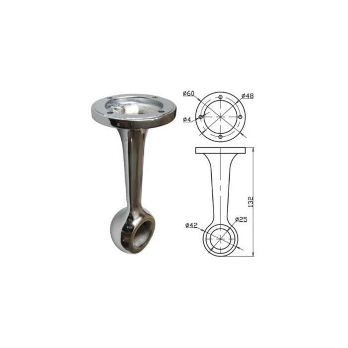 Штангодержатель для трубы, на ножке, d=25 мм, нерегулируемый, глухой, цвет хром - фотография № 2