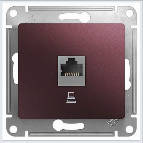 Schneider Electric Розетка компьютерная RJ45 кат.5E, механизм Glossa Баклажановый GSL001181K