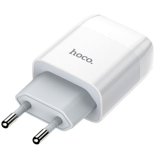Сетевой адаптер питания Hoco C73A White зарядка 2.4А 2 USB-порта + кабель USB-C, белый