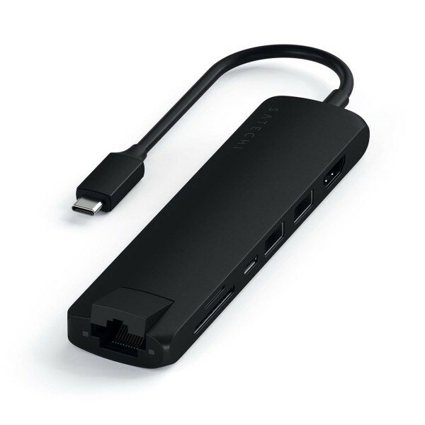 Satechi Аксессуар ST-UCSMA3K Адаптер USB-C Type-C Slim Multiport with Ethernet Adapter. Цвет черный. ST-UCSMA3K