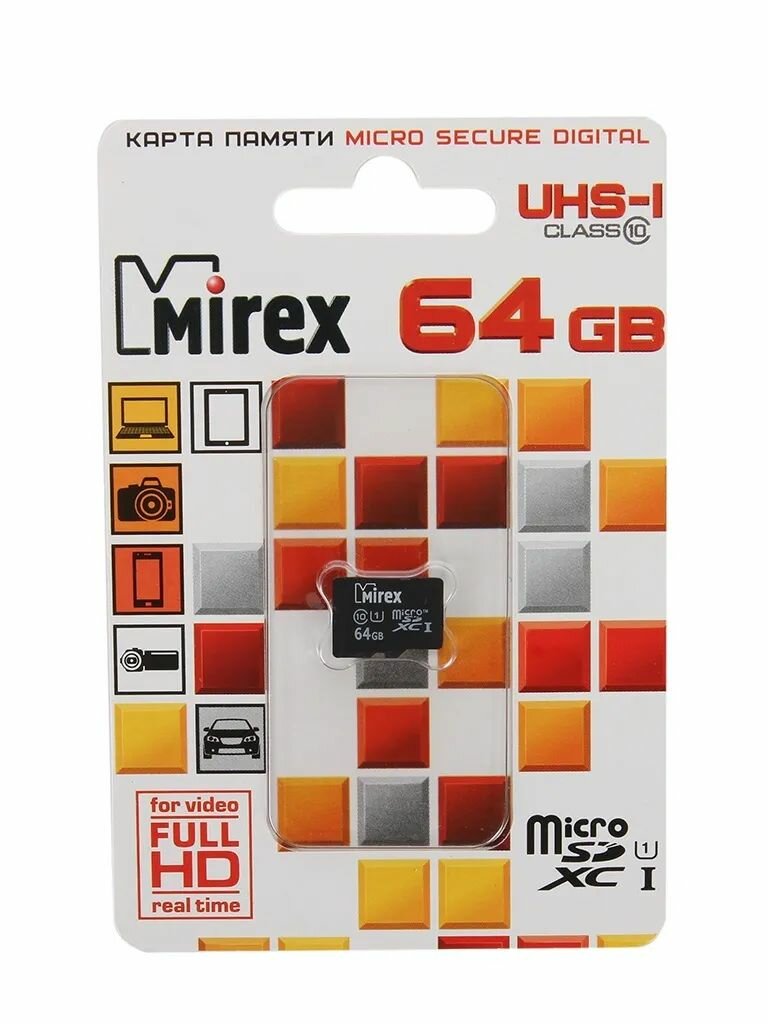 Карта памяти Mirex MicroSDXC 64Gb Class 10 UHS-I 13612-MC10SD64