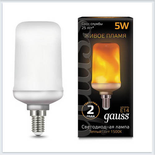 Gauss Лампа светодиодная Gauss T65 Flame 5W E14 20-80lm 1500K