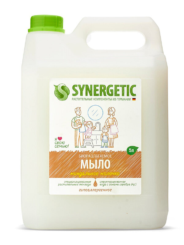 Жидкое мыло Synergetic Миндальное молочко гипоаллергенное 5L 4623722258472