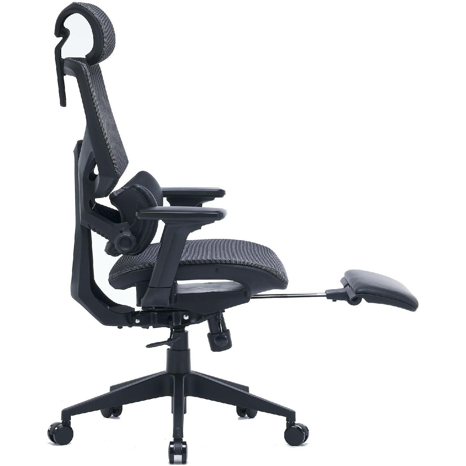 Офисное кресло CACTUS CS-CHR-MC01-GY серый сет./эко.кожа с подголов. крестов. пластик подст.для ног - фотография № 5