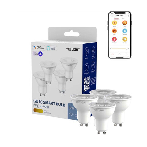 Умная лампочка Yeelight GU10 Smart Bulb W1 Диммируемая RU EAC (упаковка 4 шт)