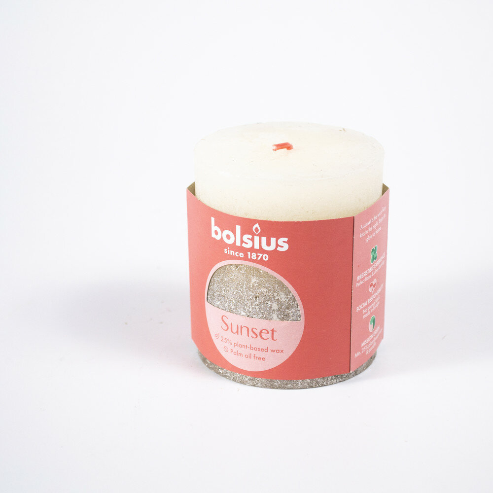 фото Свеча-Столбик Рустик Sunset (35 часов) 8х7см, белый/шампань