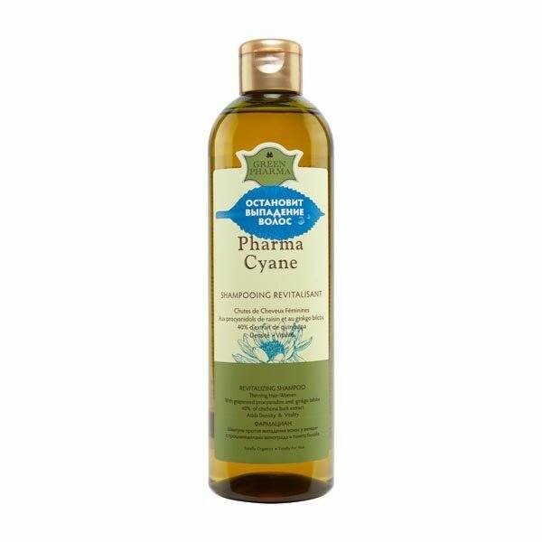 GreenPharma шампунь Pharma Cyane против выпадения волос у женщин с процианидолами винограда и гинкго билоба
