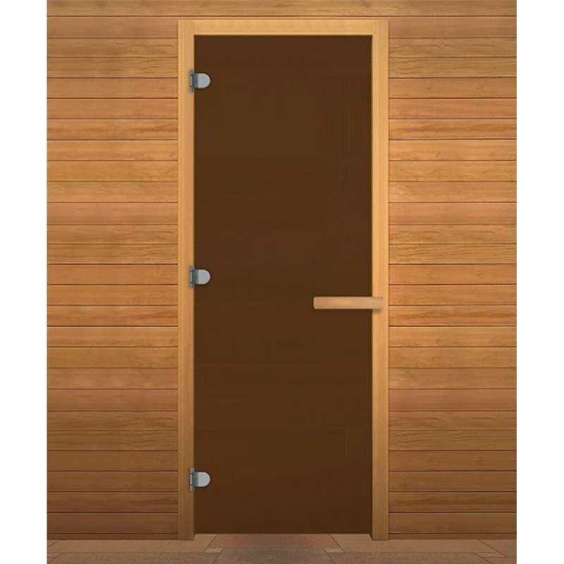 Дверь Стеклянная Бронза матовая 180*70, 8мм,коробка ольха, 3 петли, DW01115