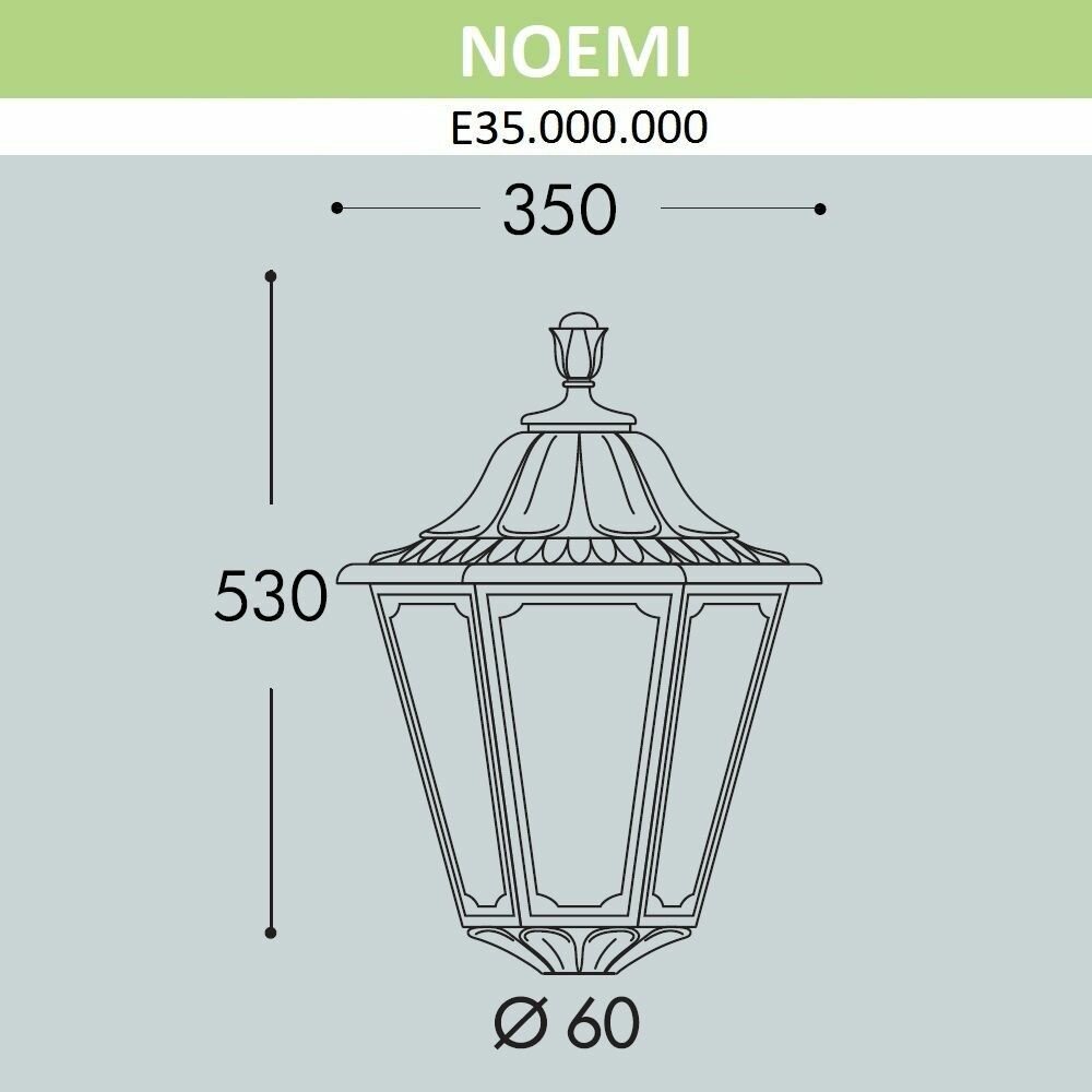 Фонарь на столб Fumagalli Noemi E35.000.000.AYQ1L, Черный и Опал (молочный), с лампой 3300Lm, 4000К